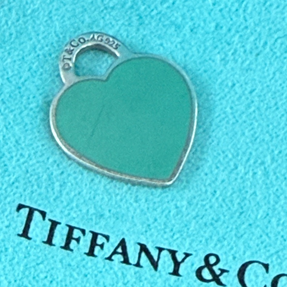 Tiffany & Co. Blue Enamel Heart Tag Pendant Charm